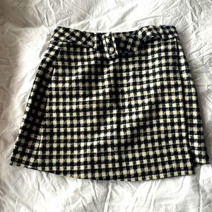 Suistudio B/W checkered wool skirt with wool belt